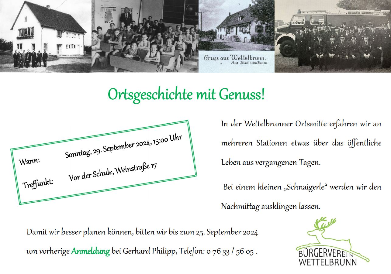 Ortsgeschichte mit Genuss am 29.09.2024 NEU